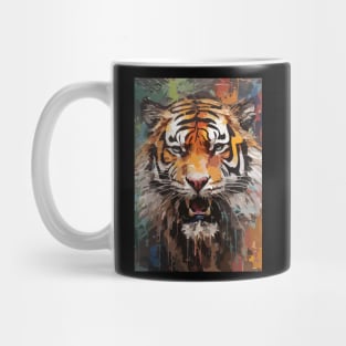 Growling Tiger Face Watercolor Painting Abstract Art Mug